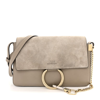 Chloe Suede Calfskin Small Faye Shoulder Bag Motty Grey 1 of 11