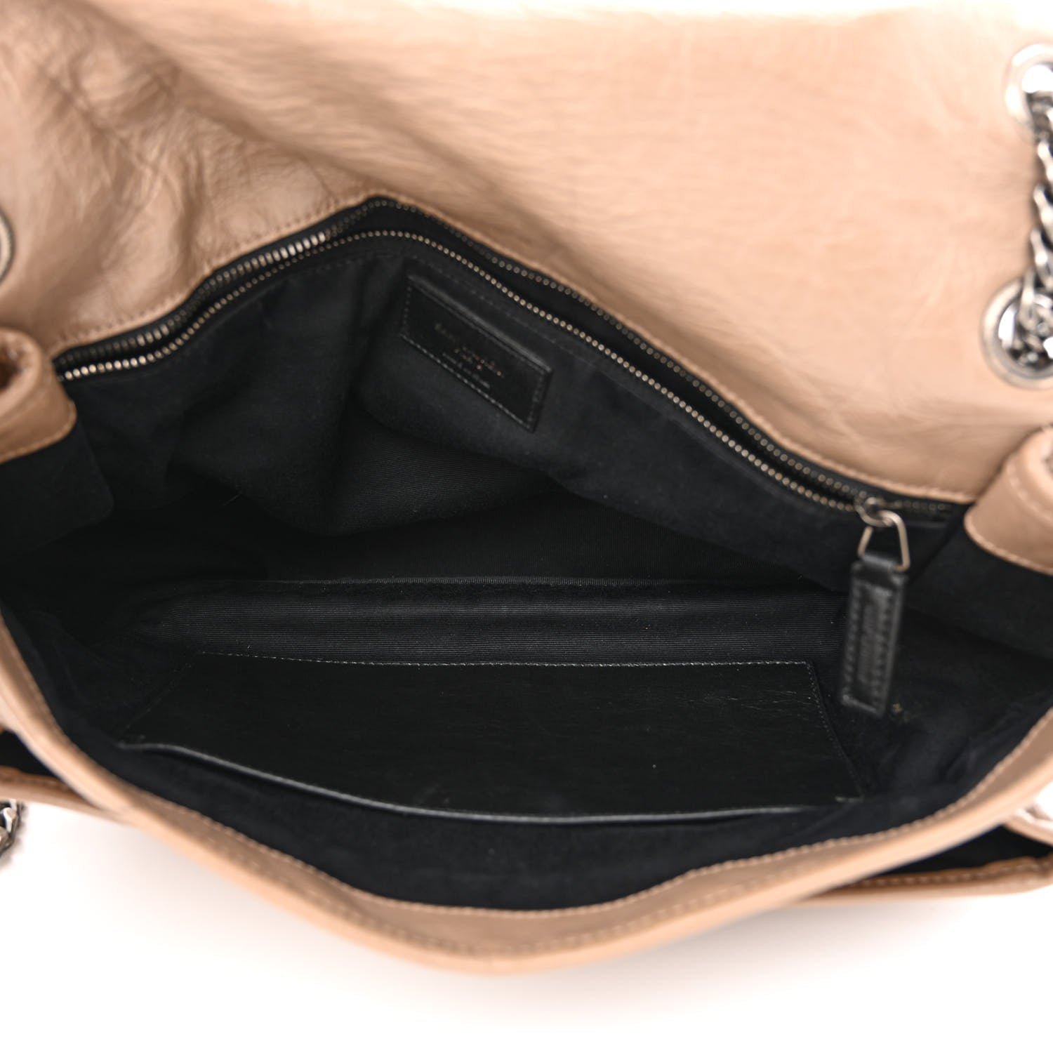Saint Laurent Crinkled Calfskin Matelasse Monogram Large Niki Chain Satchel Light Taupe 5 of 19