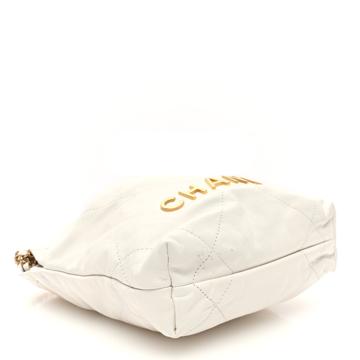 Shiny Calfskin Quilted Mini Chanel 22 White