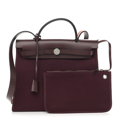 Hermes Military Toile Vache Hunter Herbag Zip 31 PM Prune 1 of 11