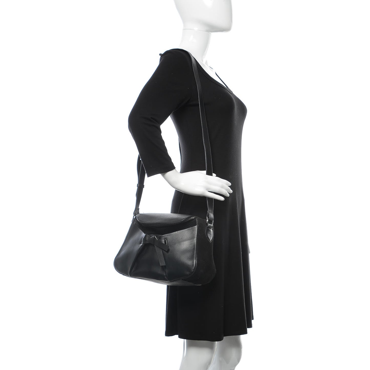 Calfskin Suede Salina Messenger Bag Black