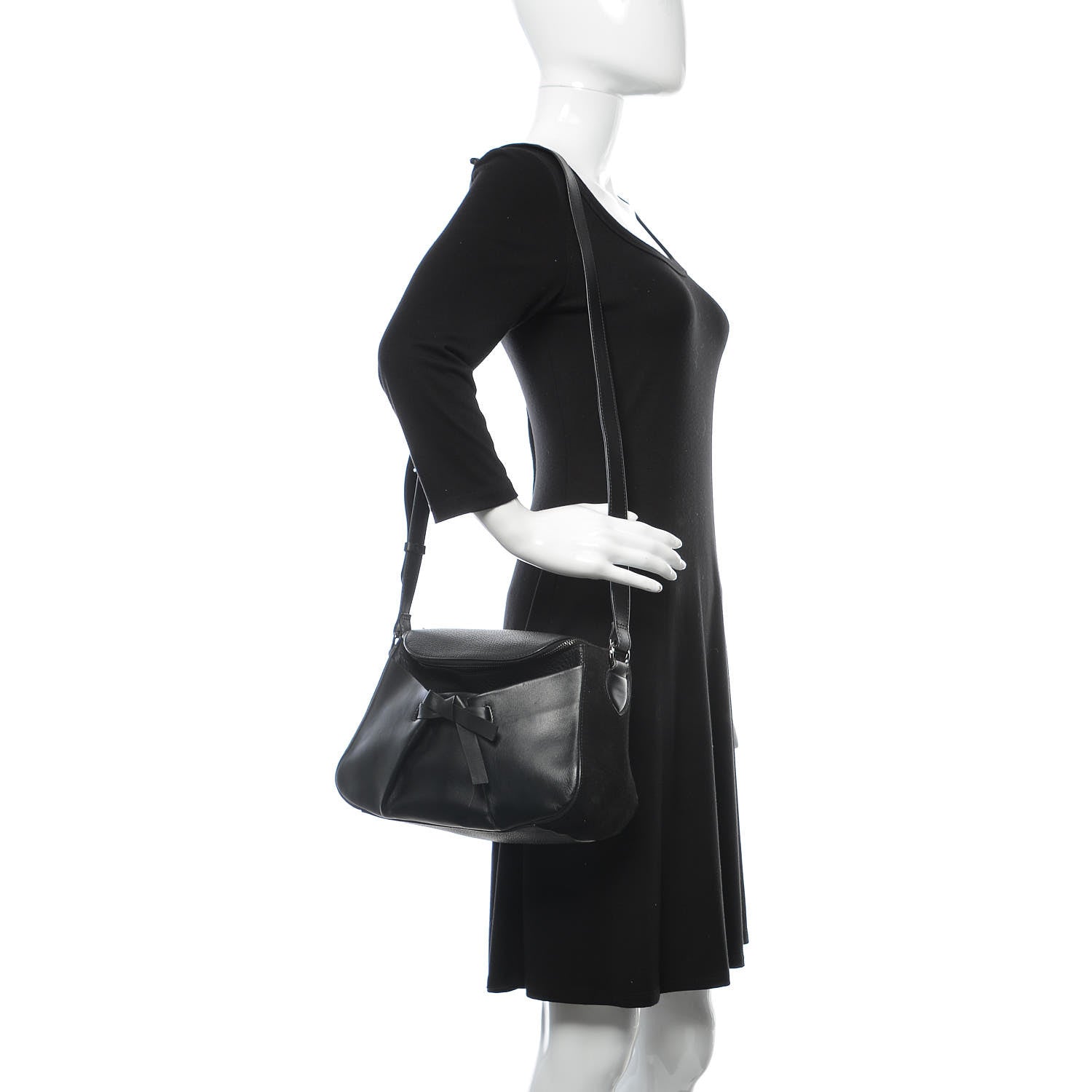 Christian Louboutin Calfskin Suede Salina Messenger Bag Black 2 of 9