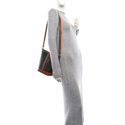 Celine Triomphe Canvas Calfskin Small Bucket Bag Tan 2 of 17