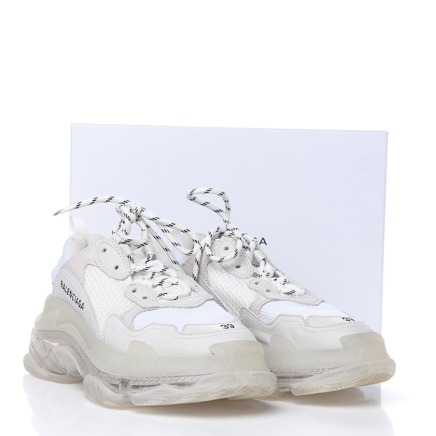 Balenciaga Fabric Mesh Clear Sole Womens Triple S Sneakers 39 White 8 of 8
