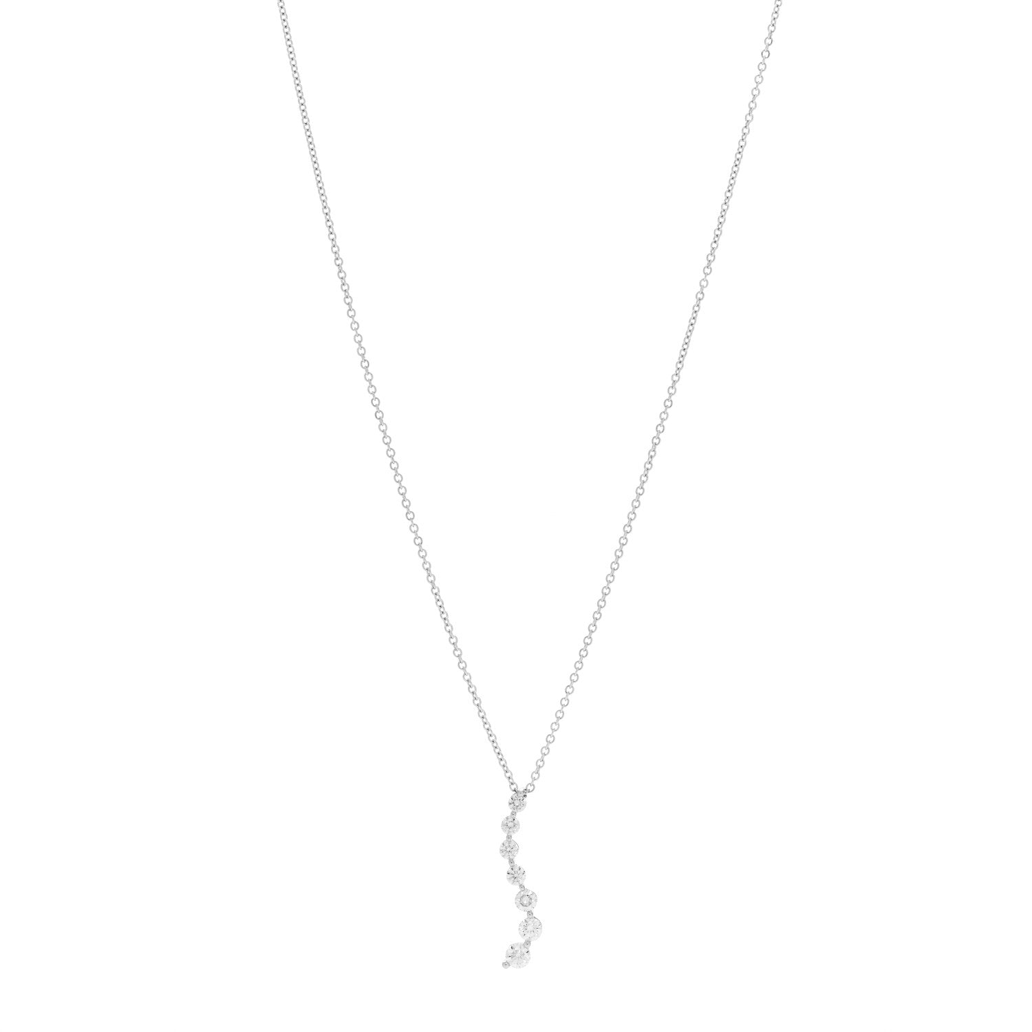 Parker & West by FASHIONPHILE 18K White Gold Diamond .88ctw Graduated Drop Pendant Necklace 1 of 7
