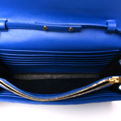 Saint Laurent Grain De Poudre Matelasse Chevron Monogram Chain Wallet Blue Majorelle 5 of 11