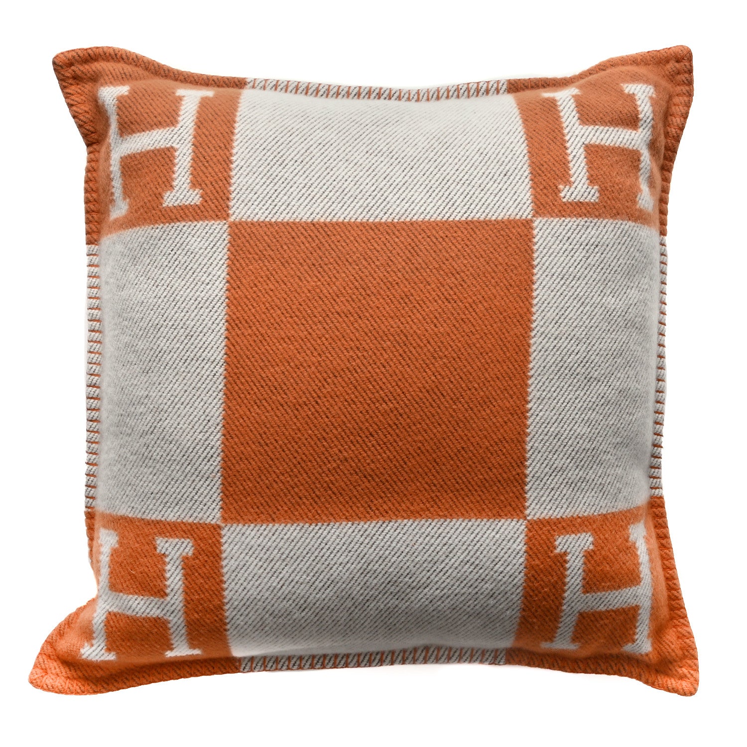 Hermes Wool Cashmere Avalon Pillow PM Ecru Potiron 1 of 3