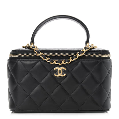 Chanel Lambskin Quilted Small Top Handle Vanity Case With Chain Black 1 of 14