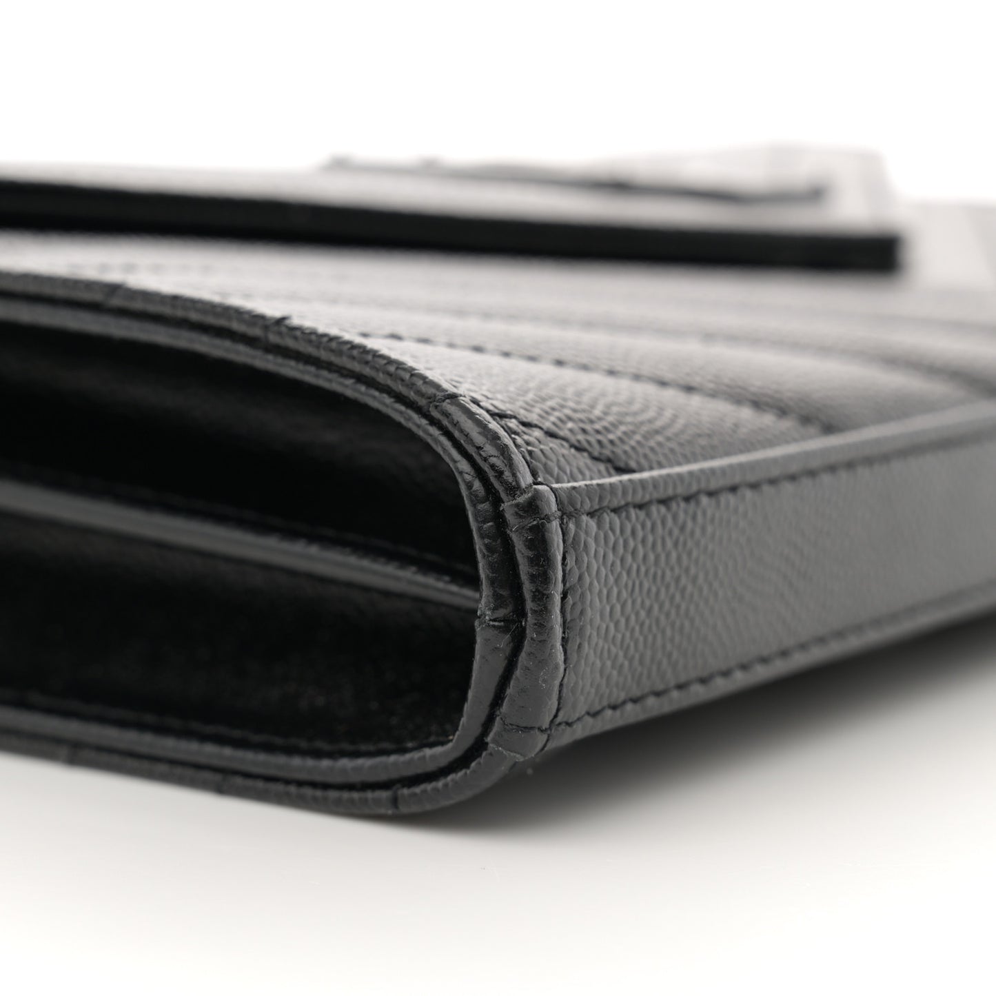 Grain De Poudre Matelasse Chevron Monogram Monochrome Chain Wallet Black