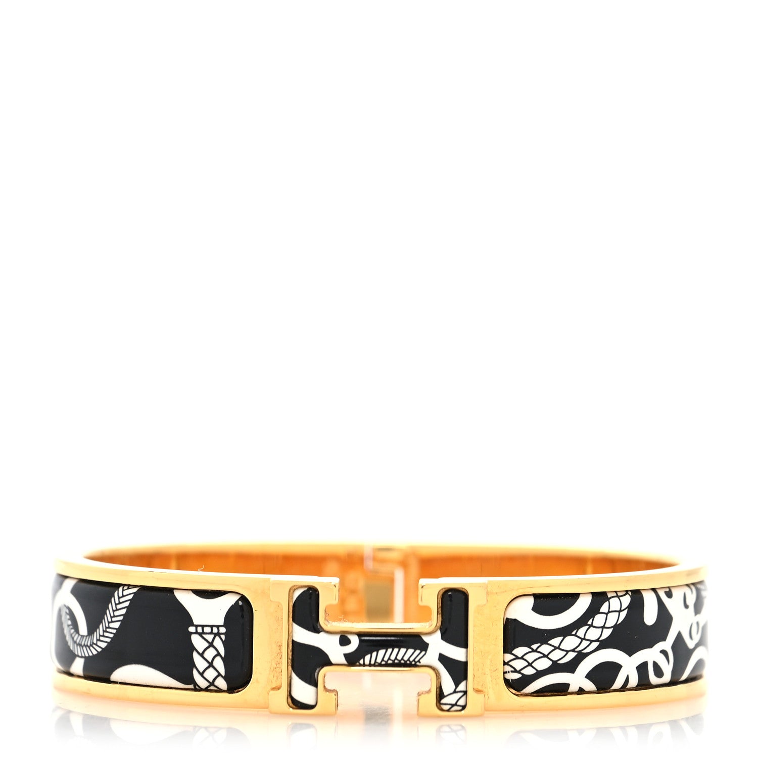 Hermes Enamel Printed Panoplie Equestre Narrow Clic Clac H Bracelet PM Positif Negatif 1 of 5
