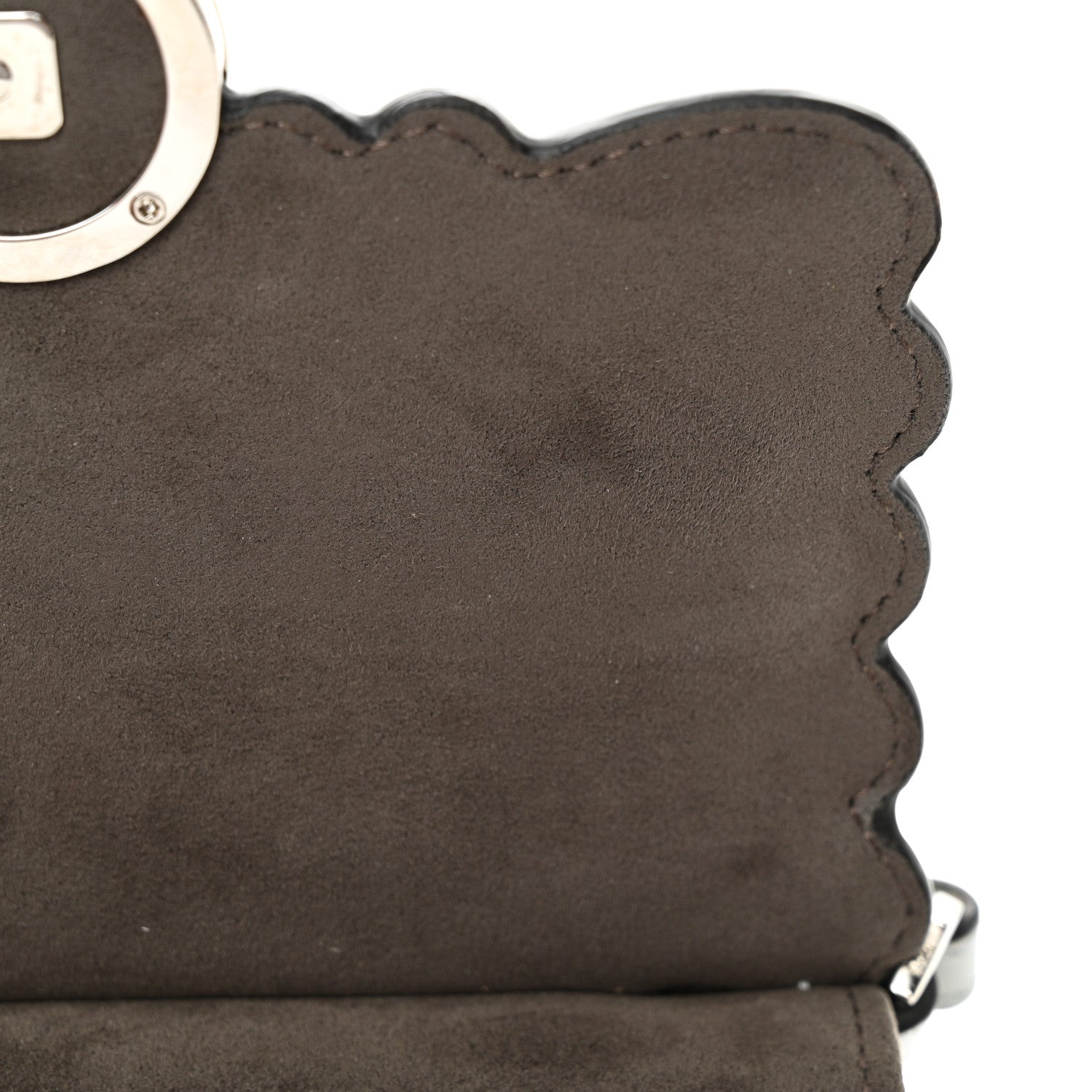 Fendi Vitello Dolce F is Fendi Flowers and Bows Scalloped Micro Double Baguette Grigio Perla Camelia 11 of 11