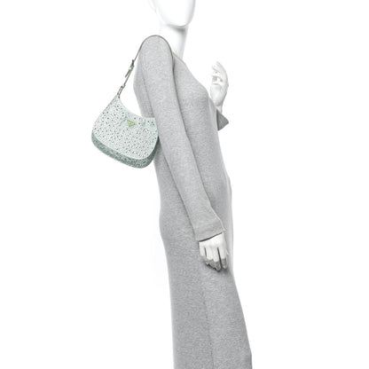 Prada Satin Crystal Cleo Adjustable Strap Shoulder Bag Acqua 2 of 11