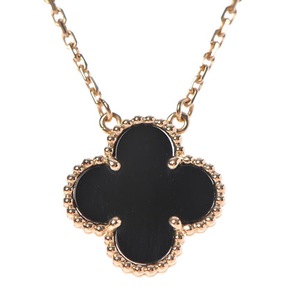 Van Cleef & Arpels 18K Yellow Gold Black Onyx Vintage Alhambra Pendant Necklace 4 of 8