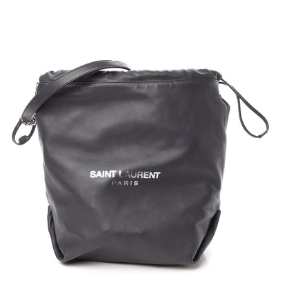 Saint Laurent Lambskin Teddy Drawstring Bag Grey 1 of 10