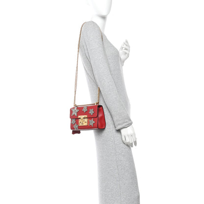 Gucci Calfskin Crystal Star Embroidered Small Padlock Shoulder Bag Hibiscus Red 2 of 15