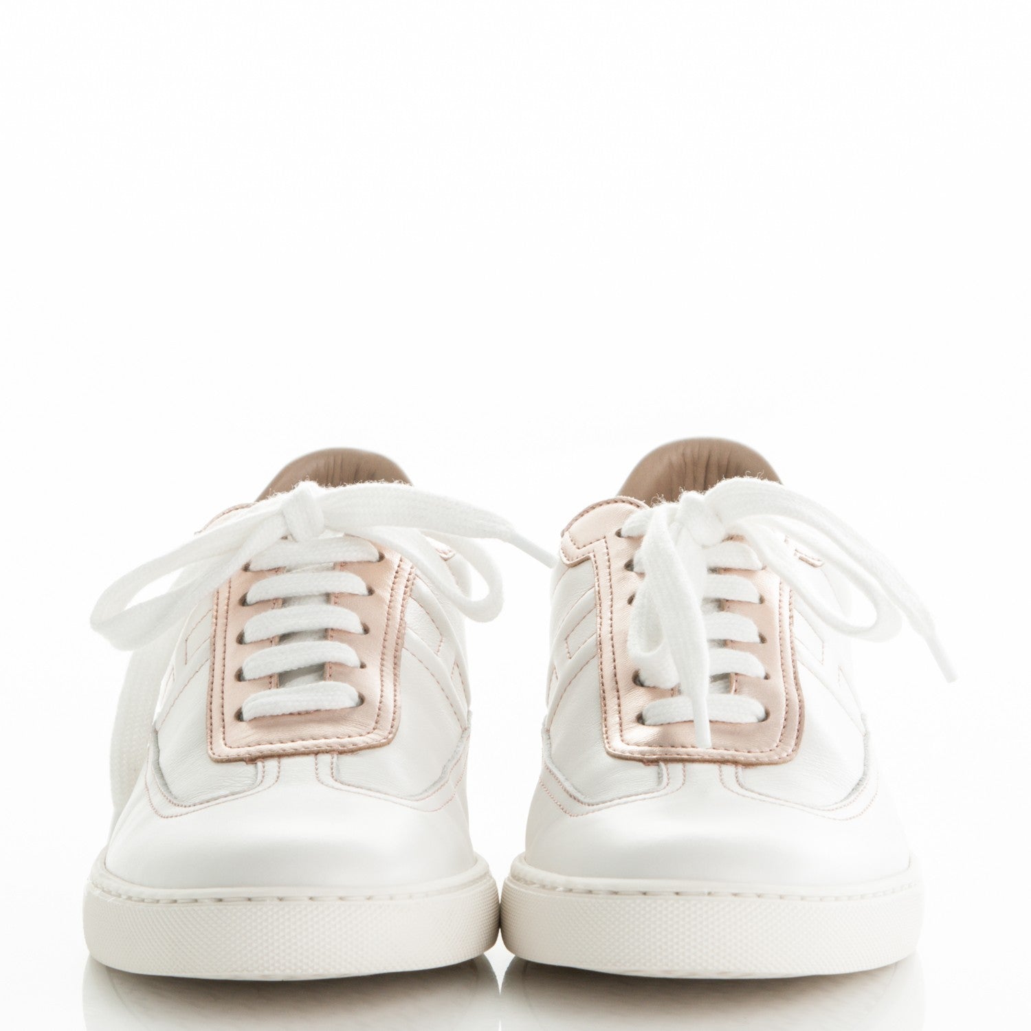 Hermes Swift Nappa Quicker Sneakers 37.5 Blanc Or Rose 2 of 8