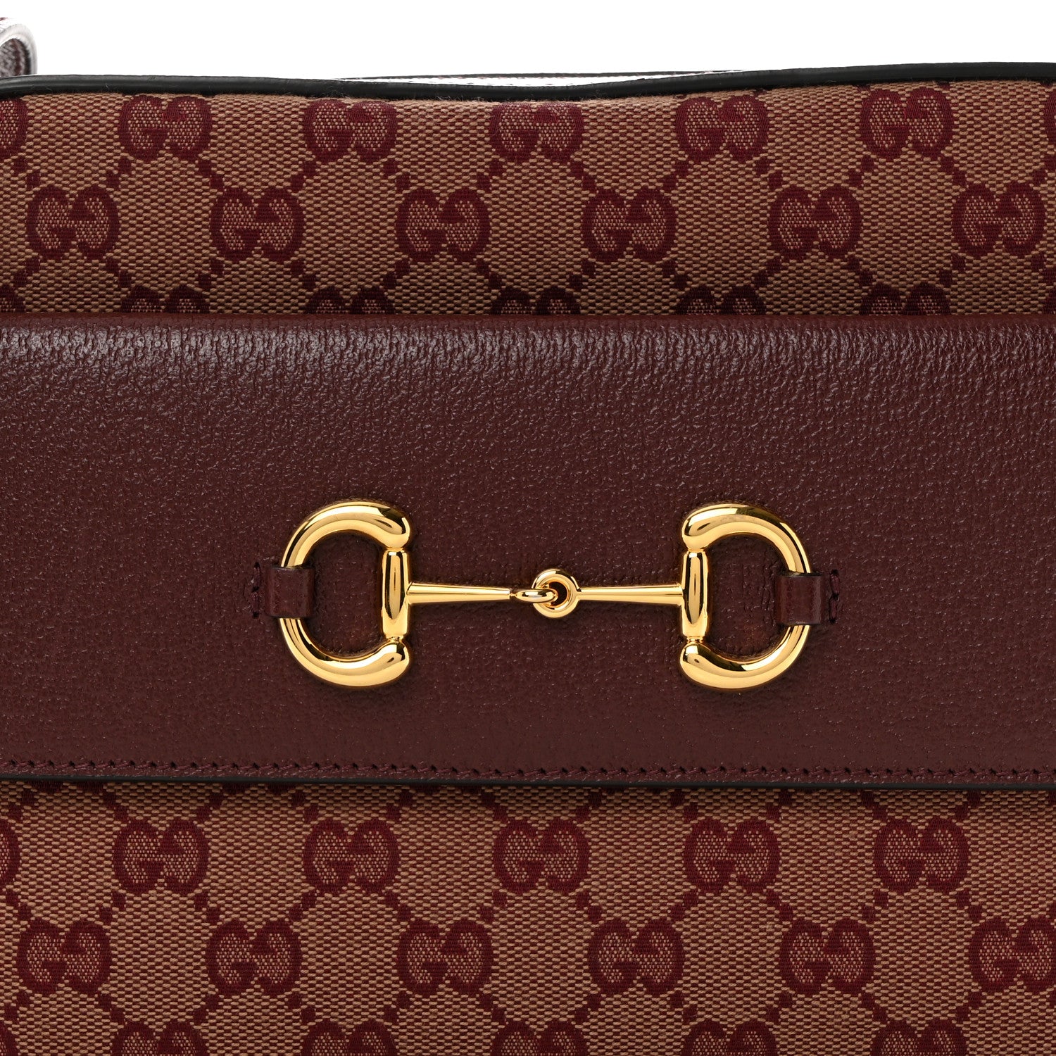 Gucci Monogram Textured Dollar Calfskin Small Horsebit 1955 Shoulder Bag Sahara Rubino Chardonnay 8 of 10