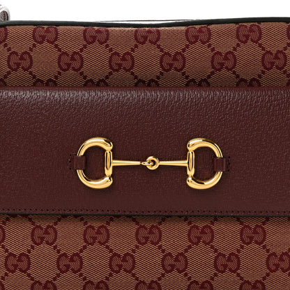 Gucci Monogram Textured Dollar Calfskin Small Horsebit 1955 Shoulder Bag Sahara Rubino Chardonnay 8 of 10