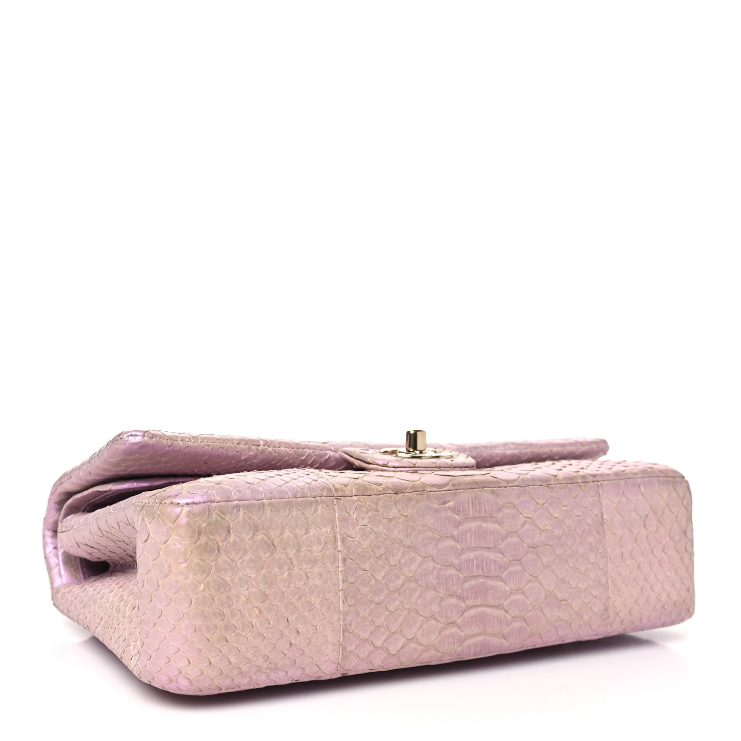 Metallic Snakeskin Medium Double Flap Purple