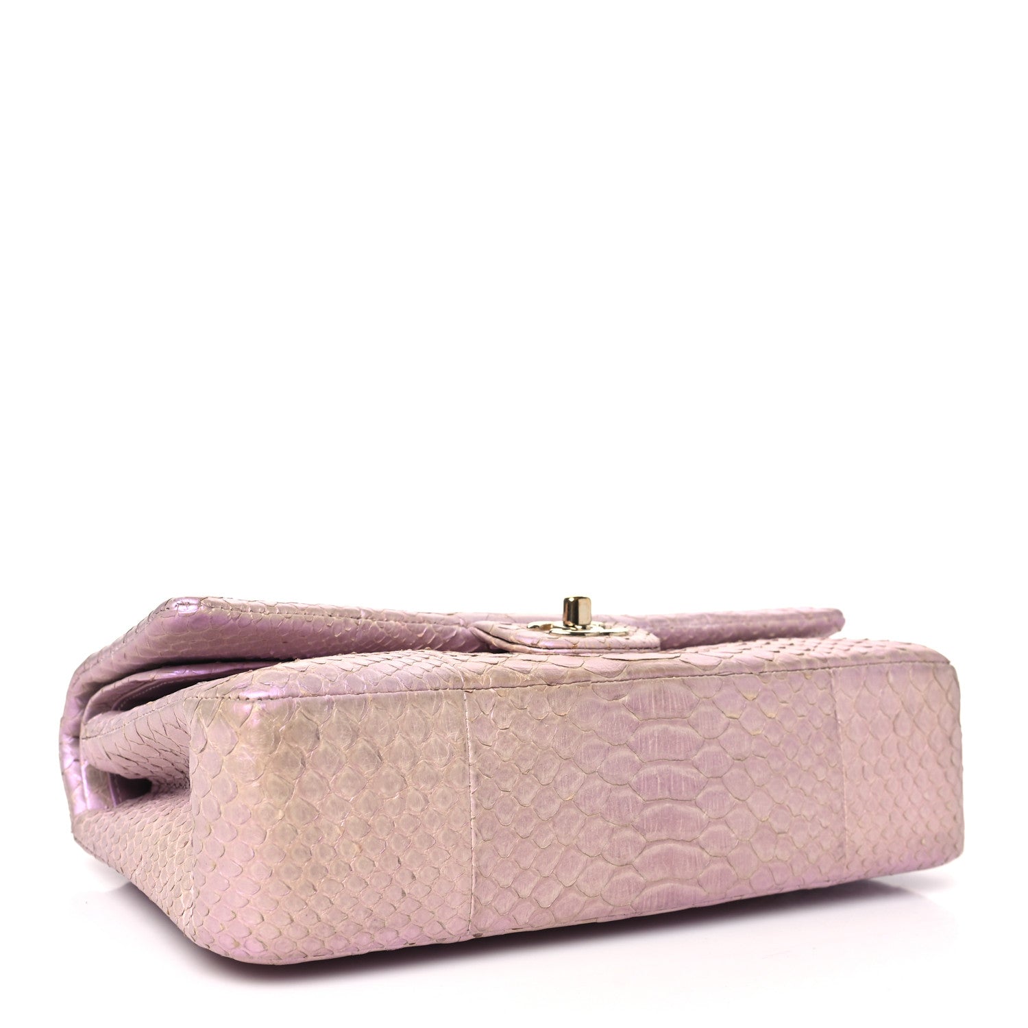 Chanel Metallic Snakeskin Medium Double Flap Purple 4 of 10