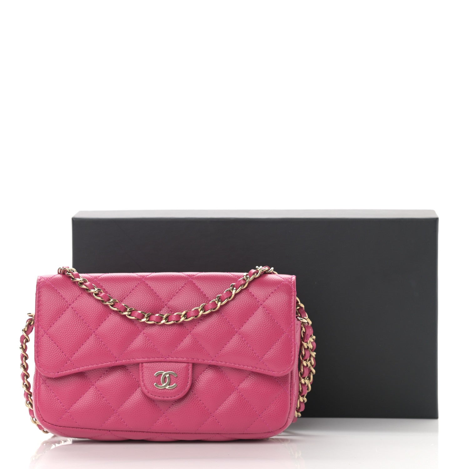 Chanel Caviar Quilted Flap Phone Holder With Chain Pink 13 of 13