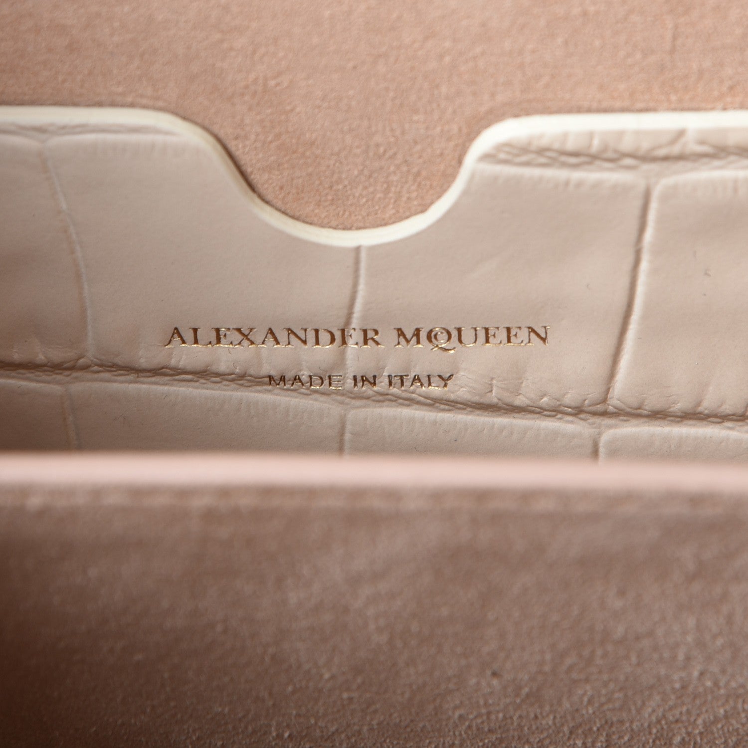 Alexander McQueen Calfskin Crocodile Embossed Box Shoulder Bag 16 Cream 6 of 7