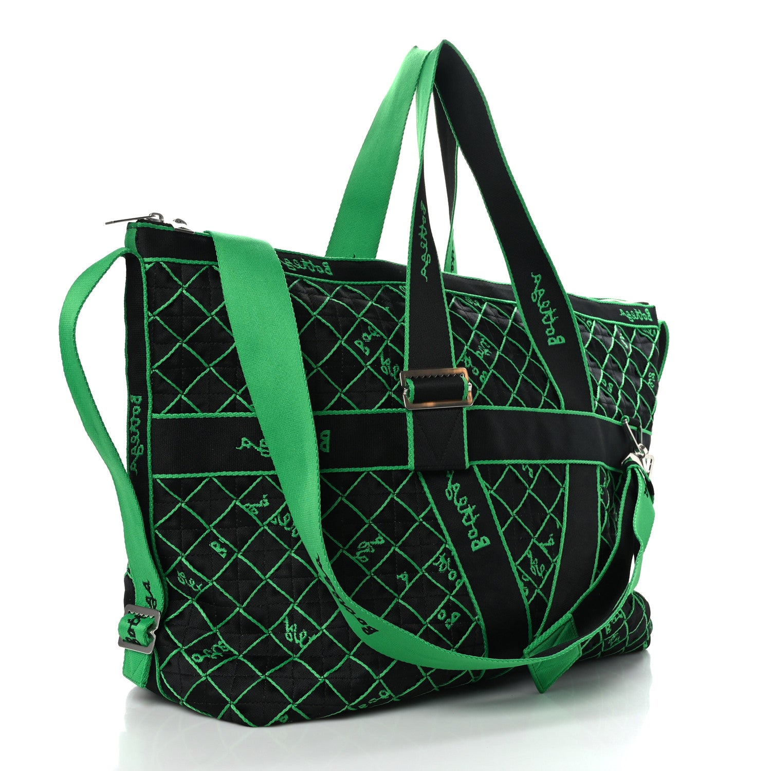 Bottega Veneta Polyester Stitched Webbing Duffle Bag Black Green 2 of 7