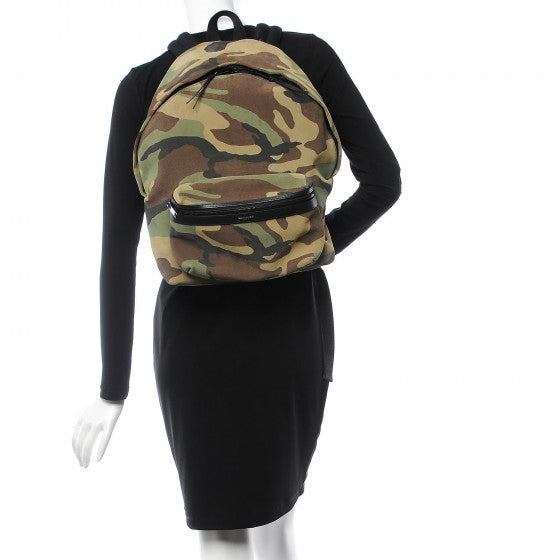 Saint Laurent Suede Camo Print Backpack Green 2 of 7