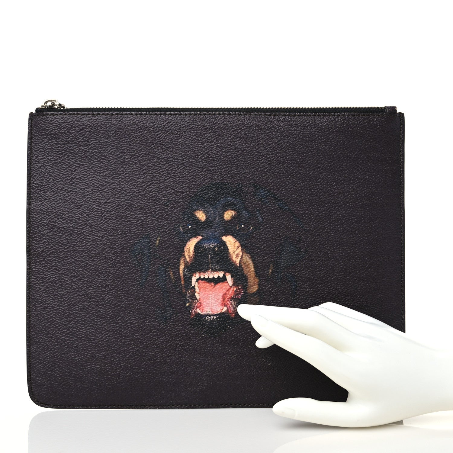 Givenchy Textured Coated Canvas Rottweiler Print Medium Cosmetic Pouch Black 2 of 6
