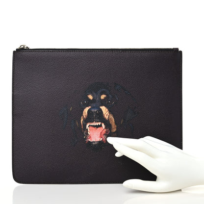 Givenchy Textured Coated Canvas Rottweiler Print Medium Cosmetic Pouch Black 2 of 6