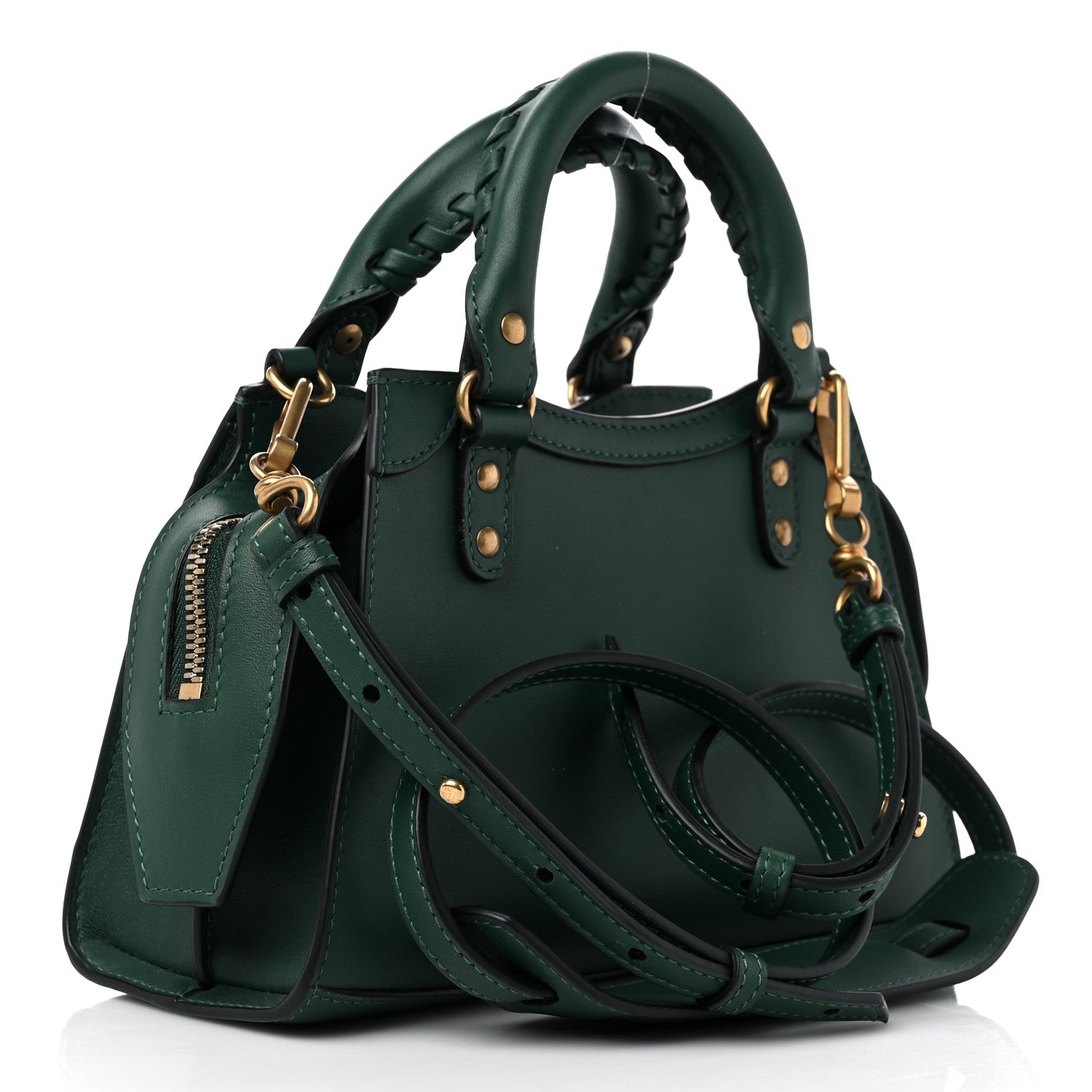 Balenciaga Smooth Calfskin Neo Classic Gold Hardware Mini City Forest Green 4 of 9