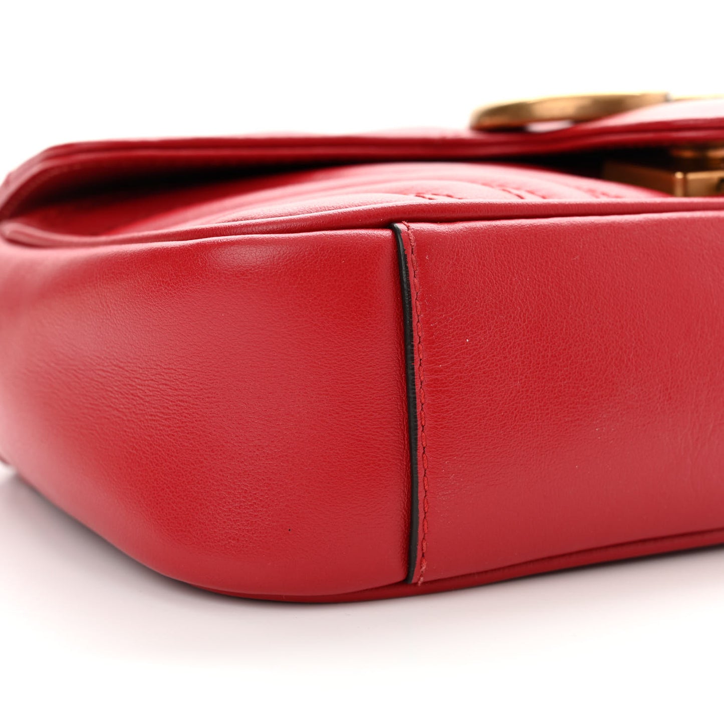 Calfskin Matelasse Mini GG Marmont Shoulder Bag Hibiscus Red