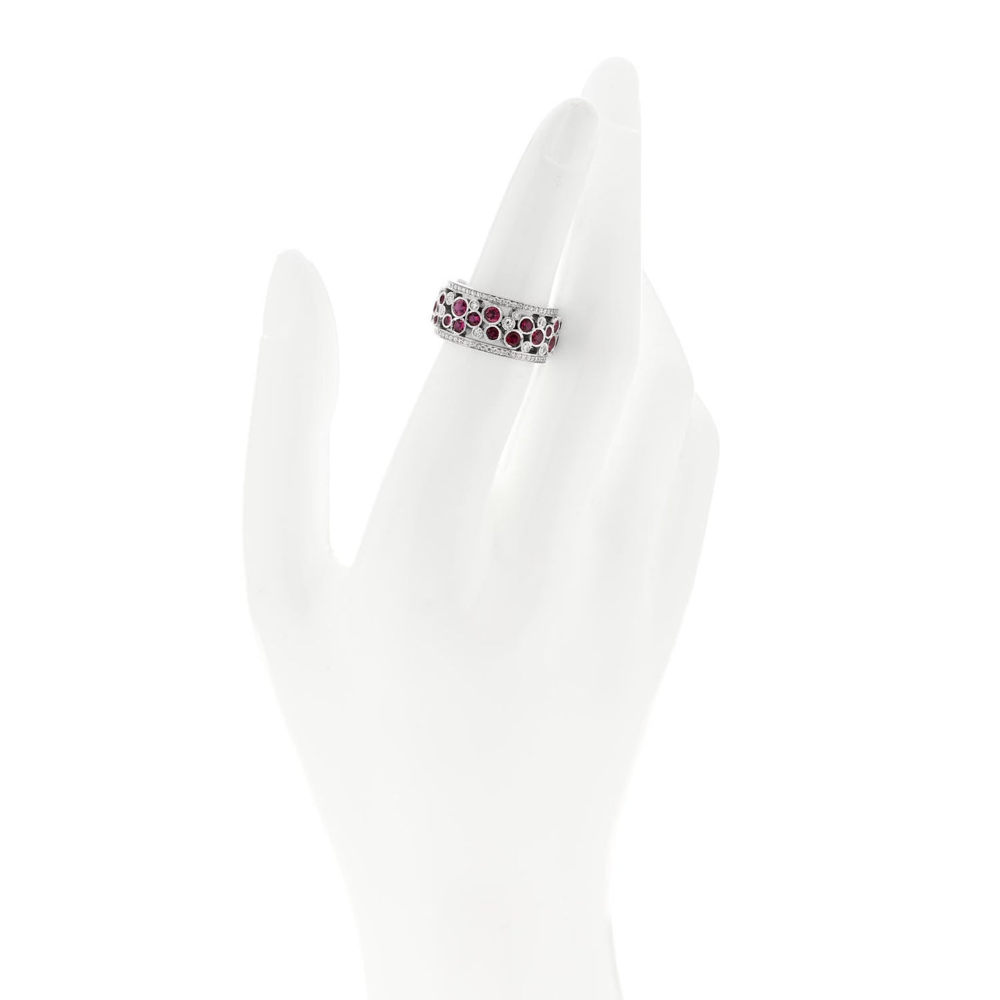 Platinum Diamond Ruby Cobblestone Band Ring 52 6