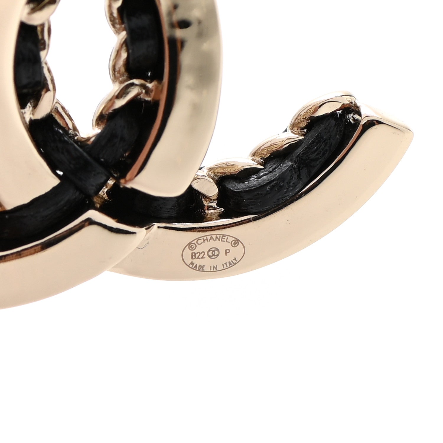 Chanel Lambskin Chain CC Drop Earrings Black Gold 4 of 5