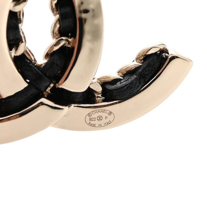 Chanel Lambskin Chain CC Drop Earrings Black Gold 4 of 5
