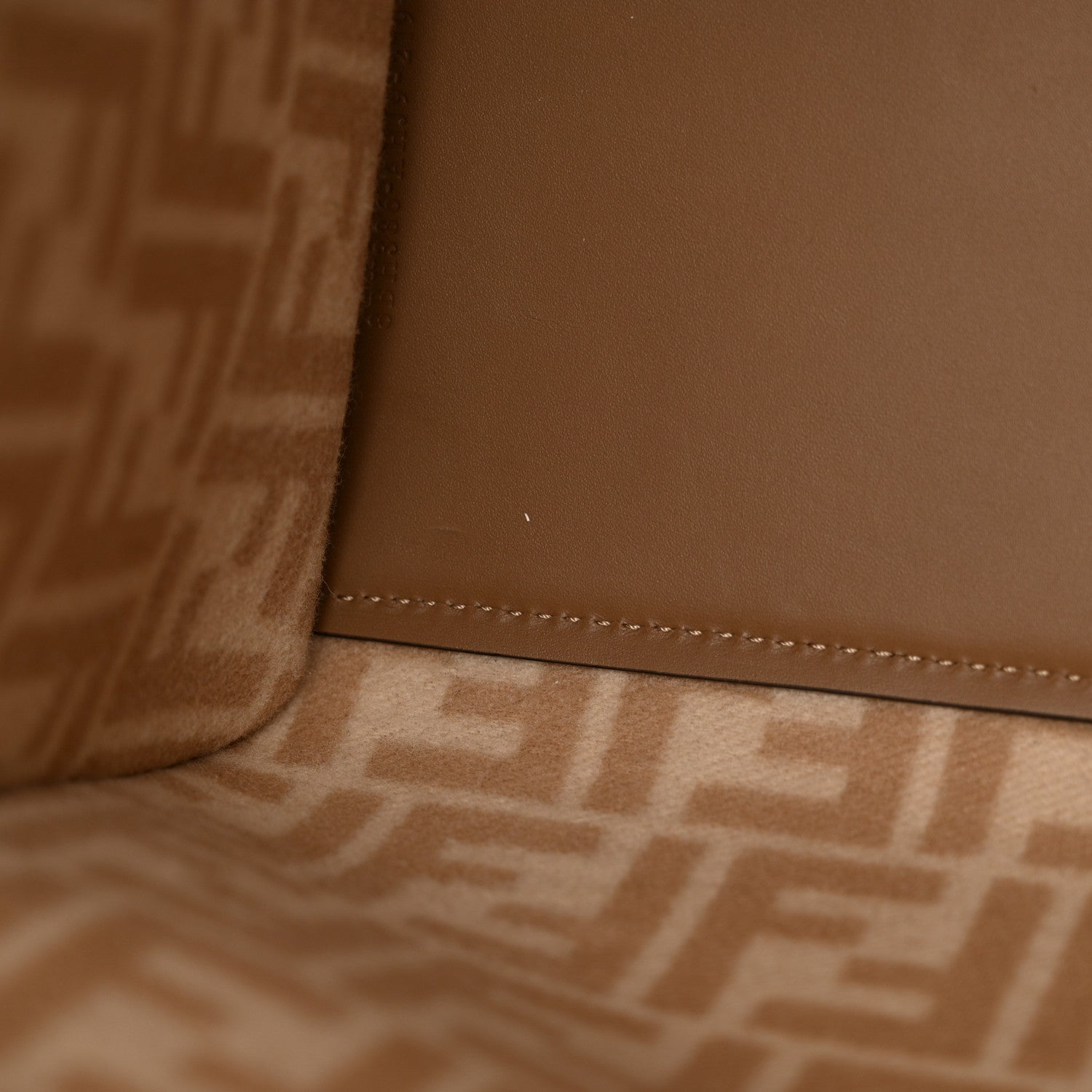 Fendi Flannel Vitello King Wool Plexiglass FF Logo Embroidered Medium Fendi Sunshine Shopper Tote Camel Sand 10 of 14
