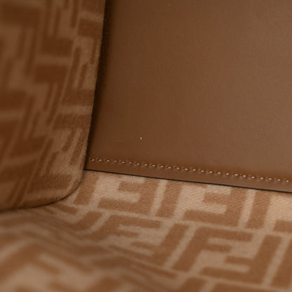 Fendi Flannel Vitello King Wool Plexiglass FF Logo Embroidered Medium Fendi Sunshine Shopper Tote Camel Sand 10 of 14
