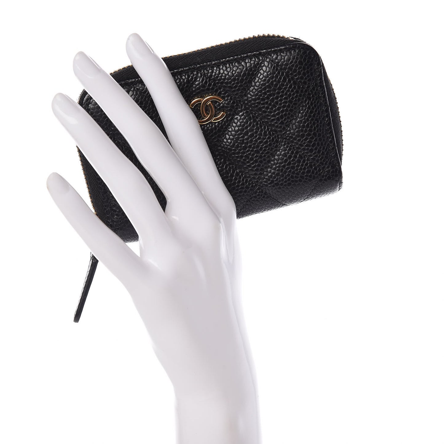 Caviar Quilted Zip Coin Purse Black