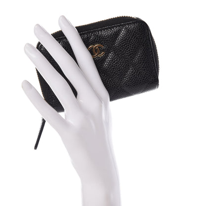 Chanel Caviar Quilted Zip Coin Purse Black 2 of 9
