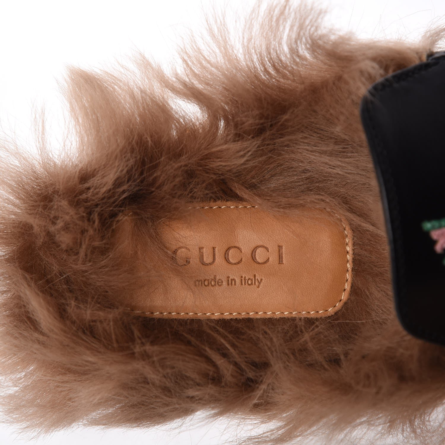 Gucci Calfskin Fur Flower Embroidered Womens Princetown Slippers 36.5 Black 7 of 8