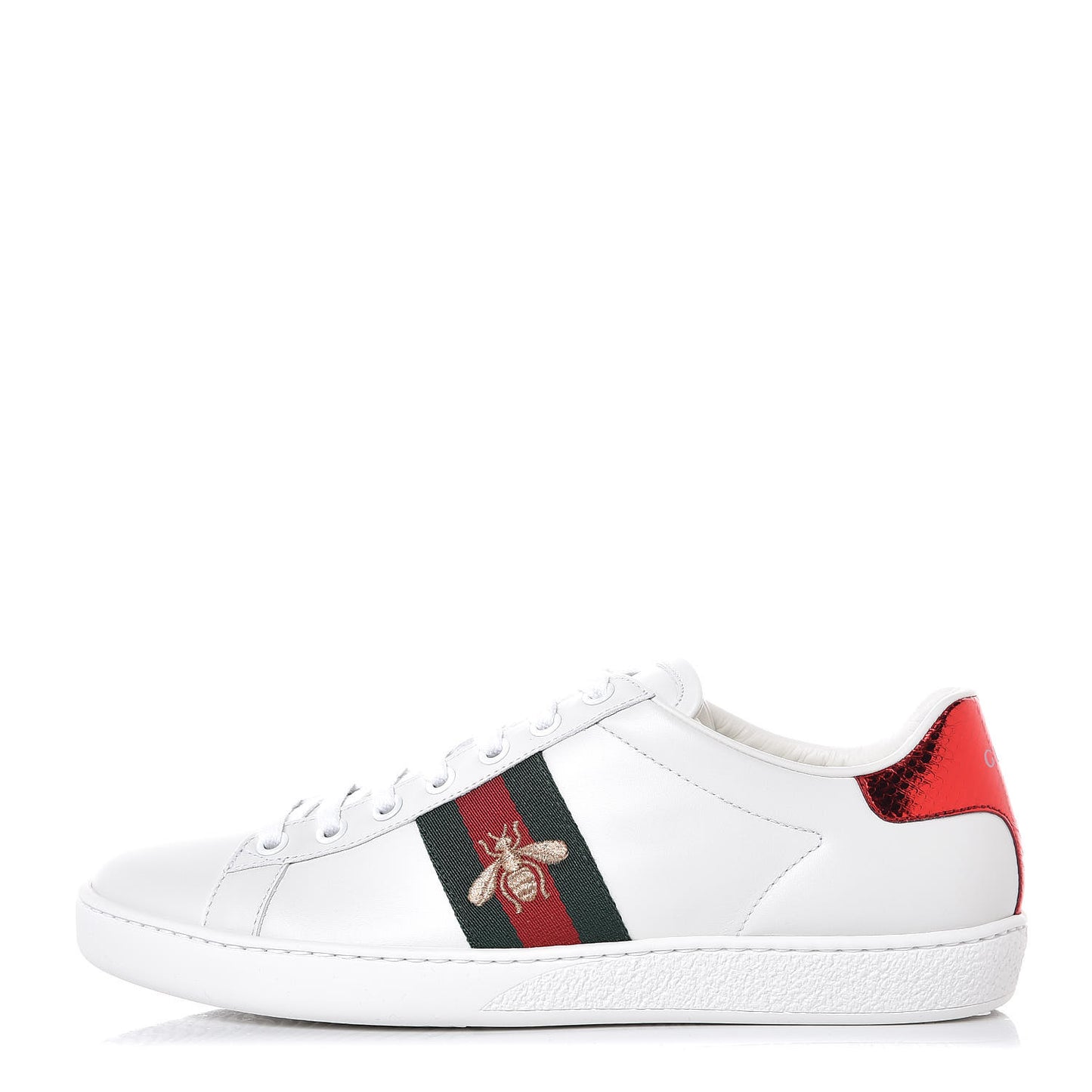 Calfskin Ayers Bee Embroidered Ace Sneakers 38 White Green