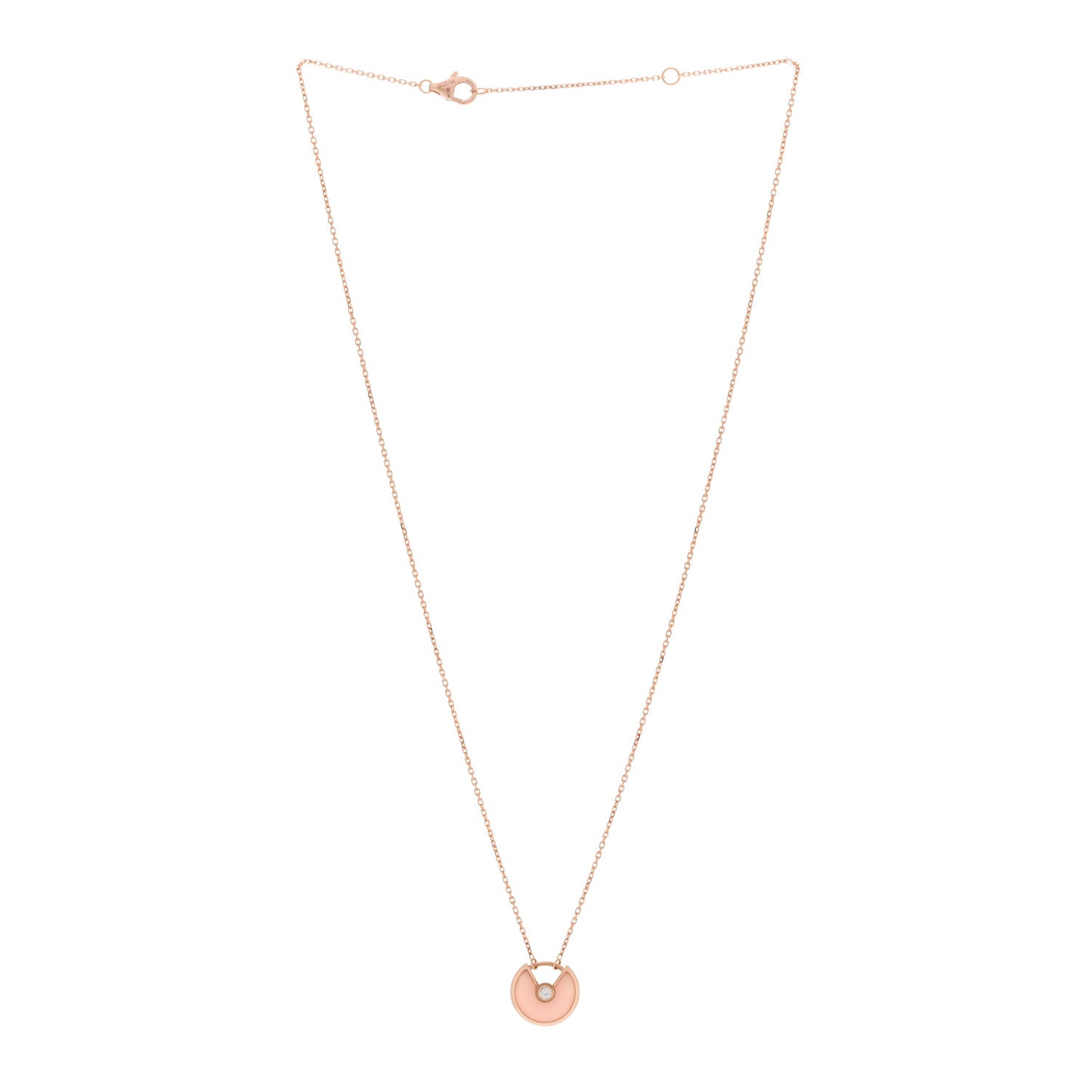 18K Pink Gold Diamond Pink Opal XS Amulette de Cartier Pendant Necklace
