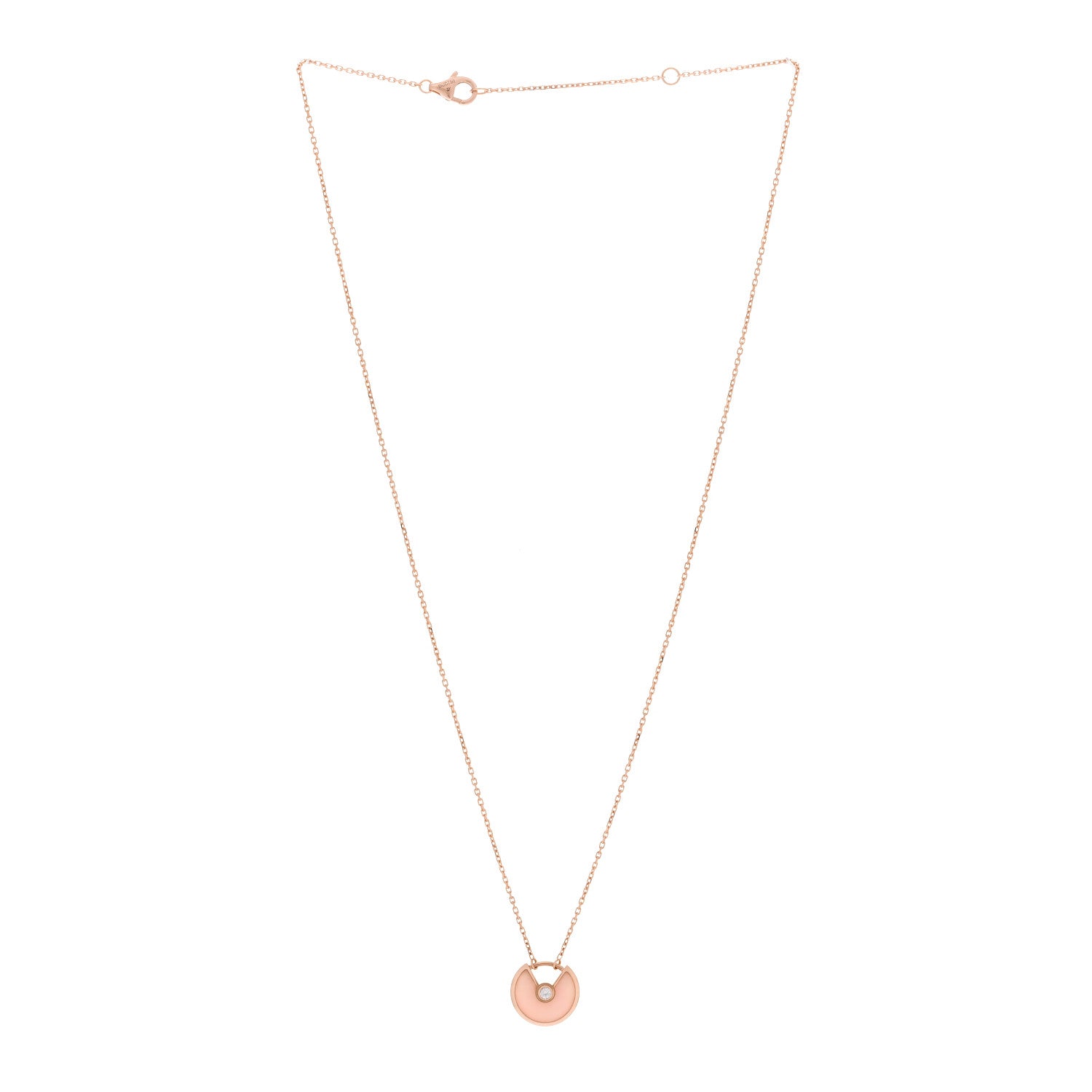 Cartier 18K Pink Gold Diamond Pink Opal XS Amulette de Cartier Pendant Necklace 3 of 5