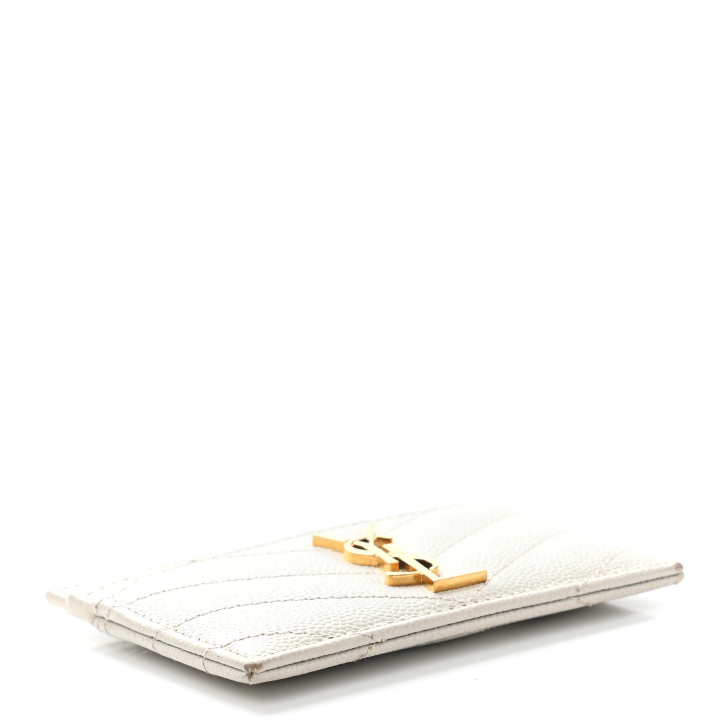 Grain De Poudre Matelasse Chevron Monogram Credit Card Case Crema Soft
