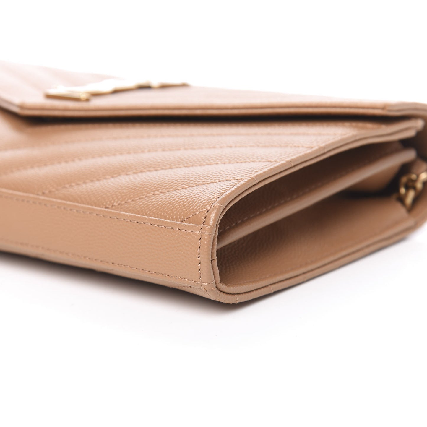 Grain De Poudre Matelasse Chevron Monogram Chain Wallet Dune