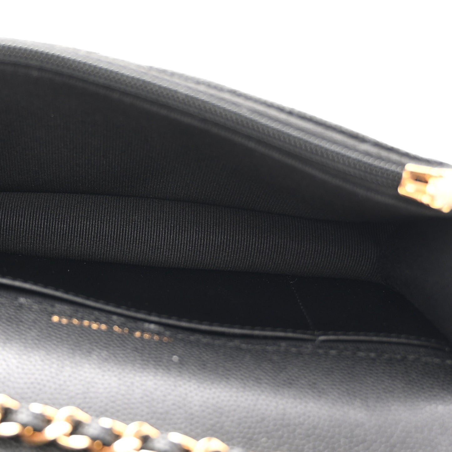 Caviar Quilted Enamel Coco Casino Flap Phone Holder With Chain Black