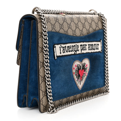 Gucci GG Supreme Monogram Embroidered Medium Dionysus Shoulder Bag Blue 3 of 14