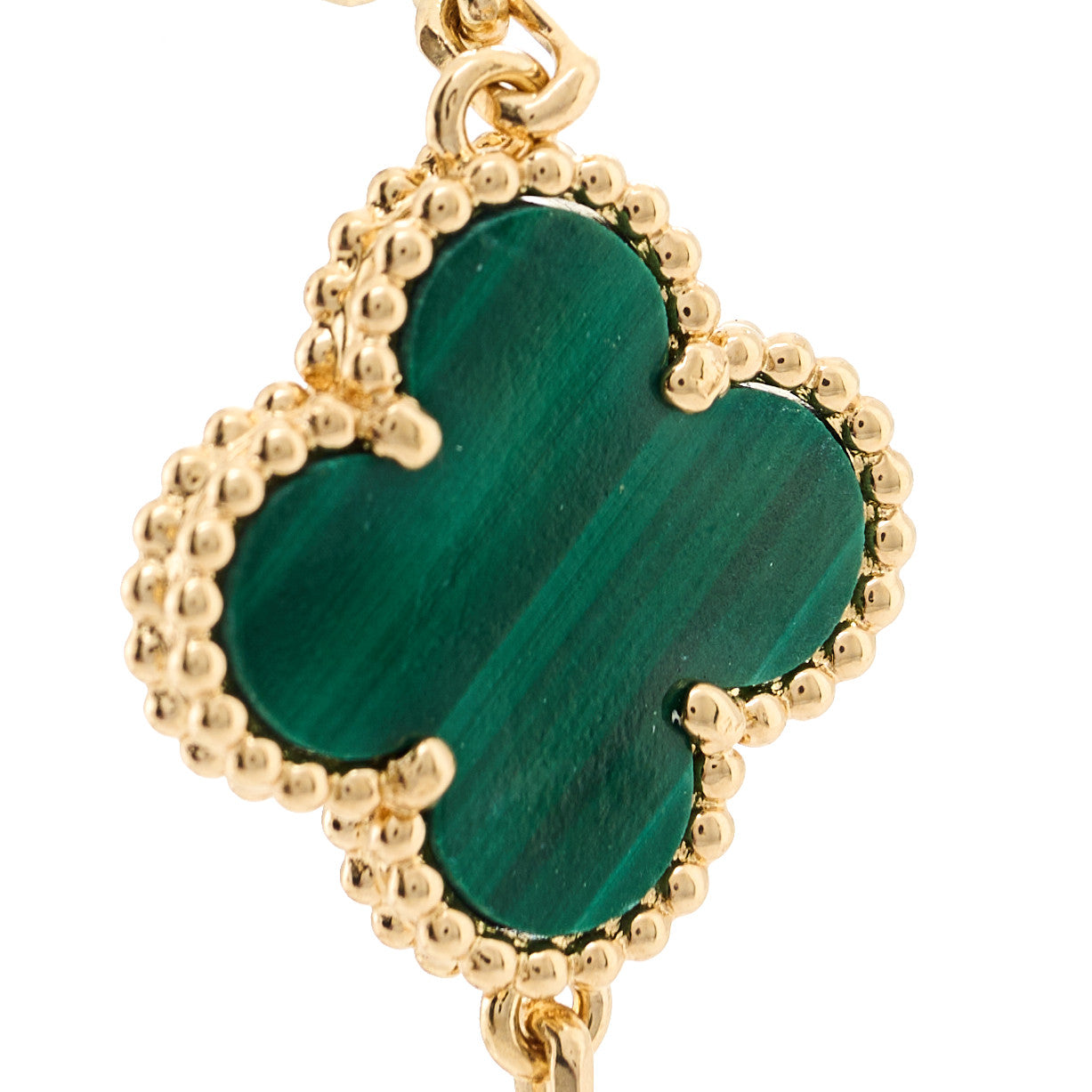 18K Yellow Gold Malachite 5 Motifs Vintage Alhambra Bracelet