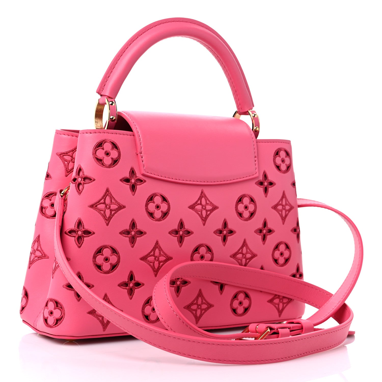 Louis Vuitton Calfskin LV Broderie Anglaise Capucines BB Pink 3 of 8