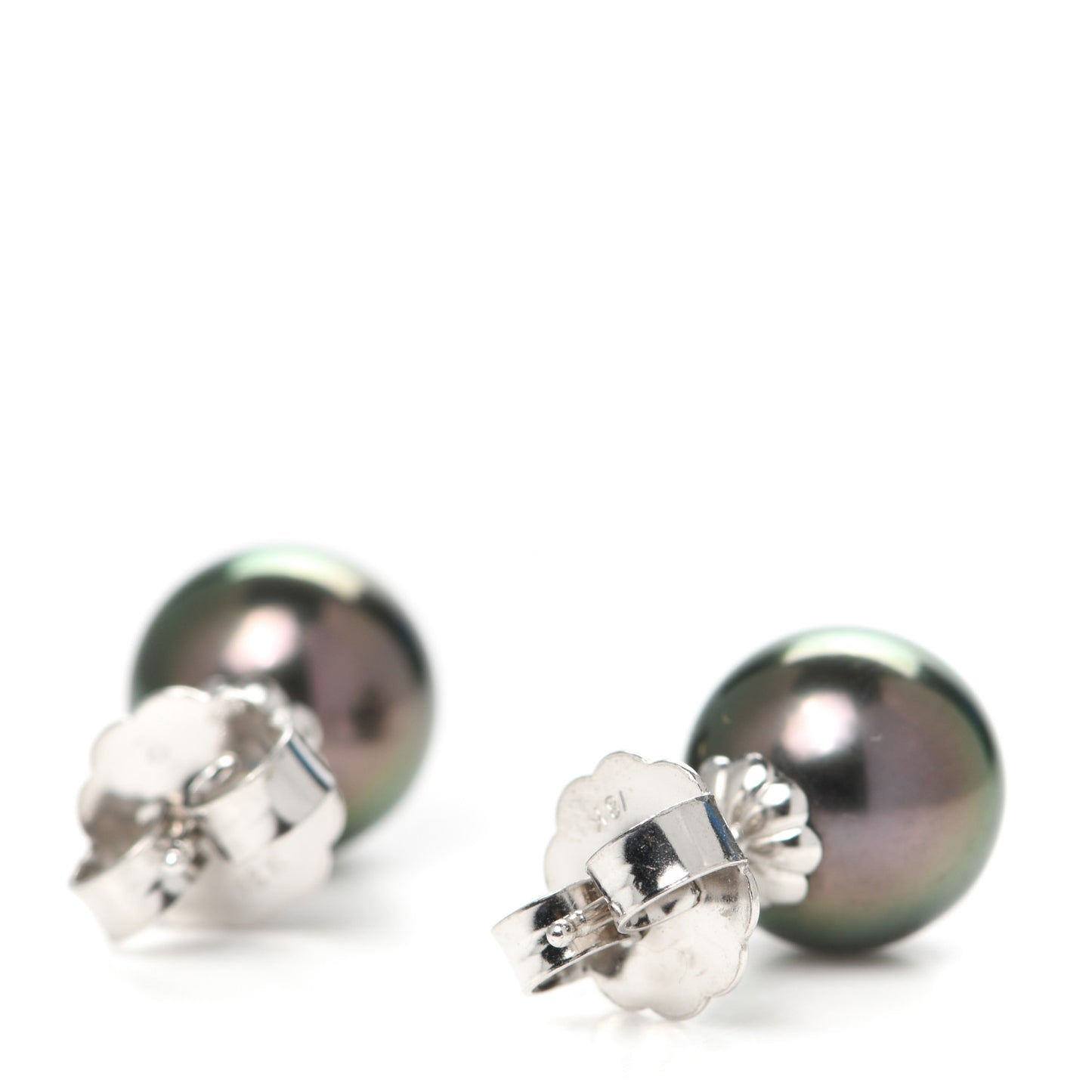 18K White Gold Black South Sea Pearl 11mm Stud Earrings